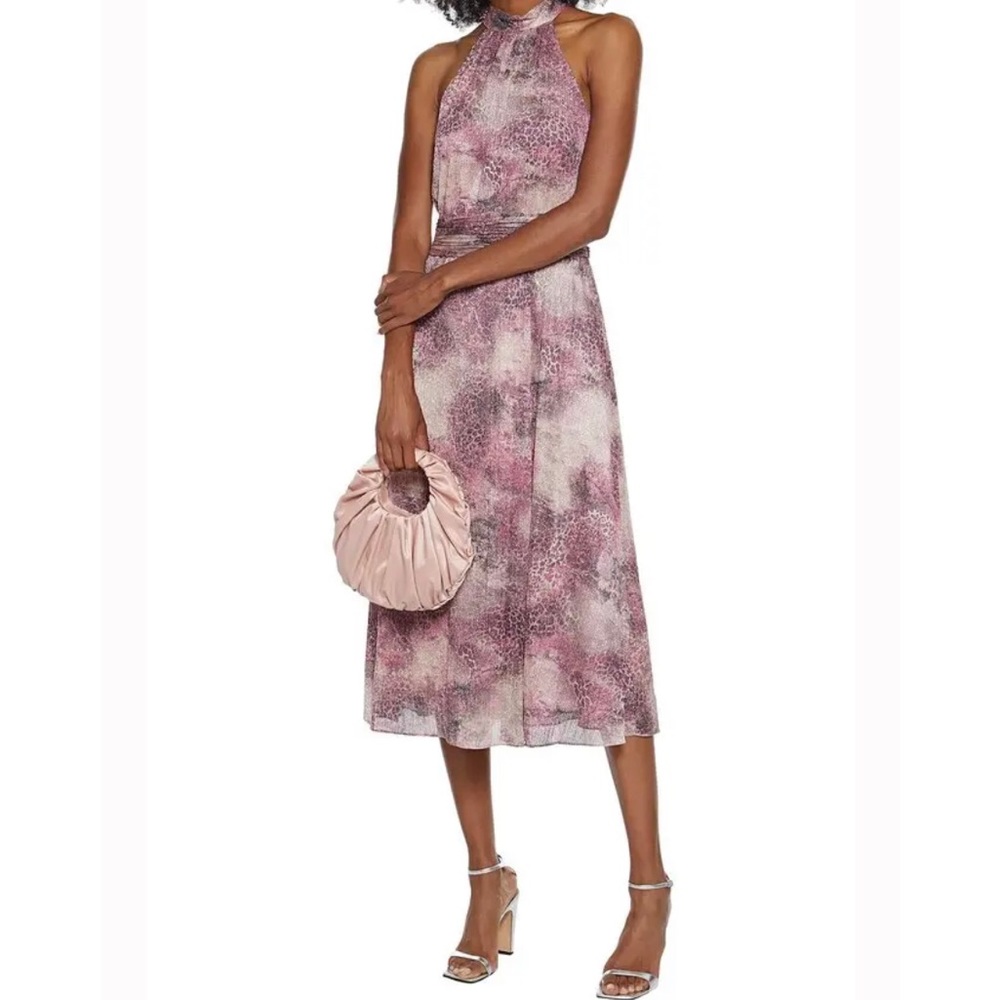ML Monique Lhuillier midi metallic printed dress